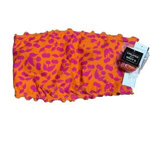 Salt Cove Women's Swim Top Size M Orange Pink Print Strapless w/ Optional Straps